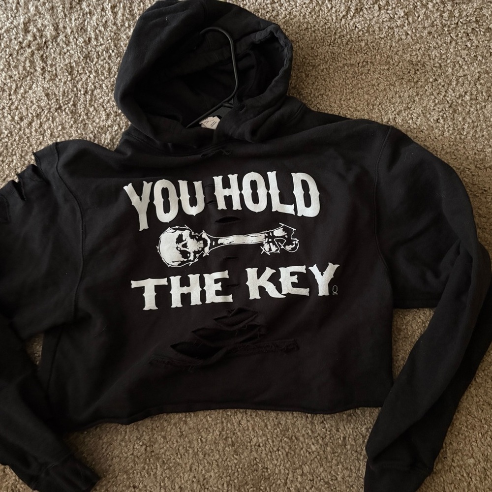 Tultex destroyed crop top hoodie